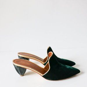 Malone Souliers Green Marianne Velvet Gold Mules 9